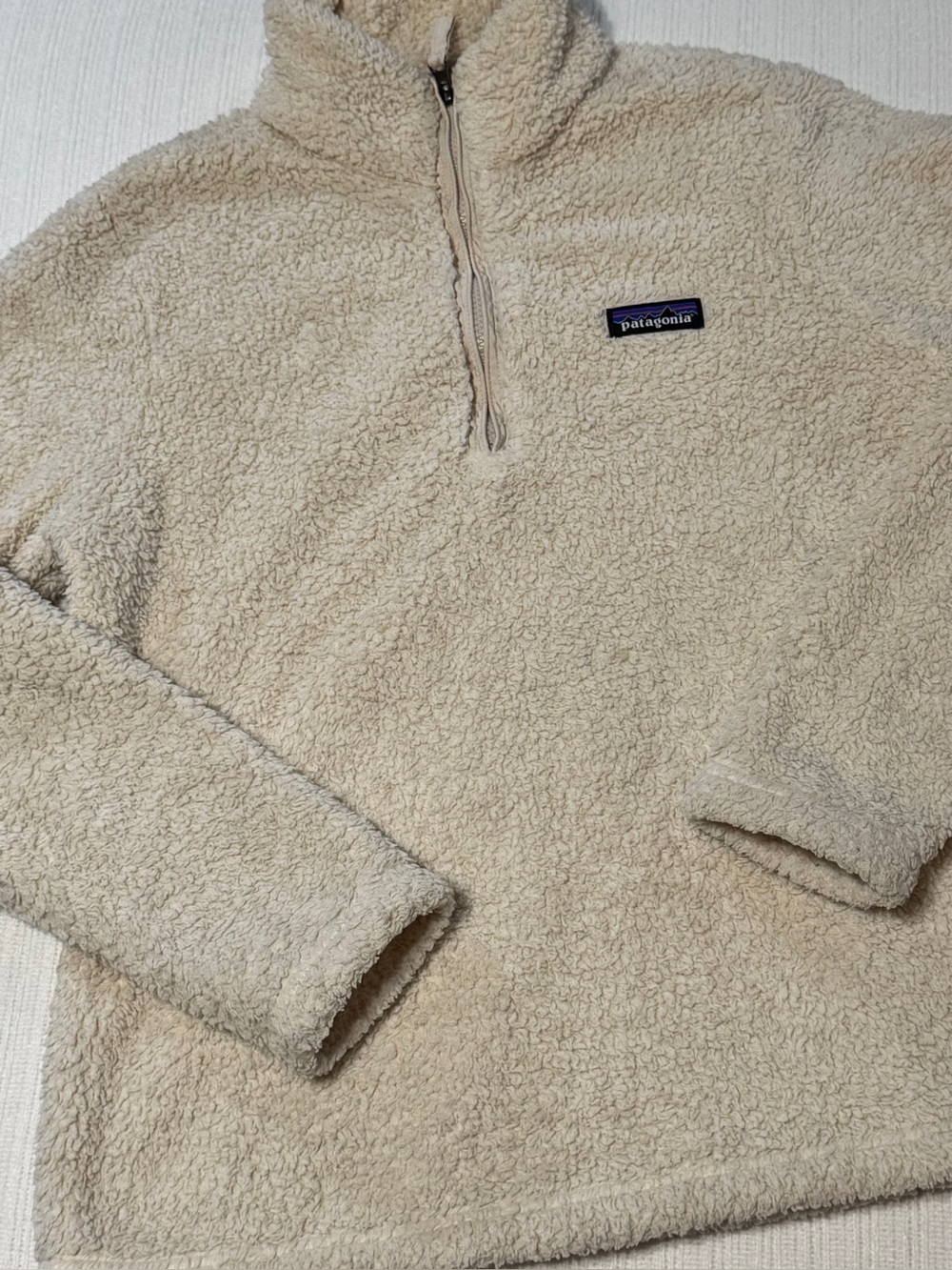 Patagonia Quarter Zip Sherpa Fleece Pullover / Cream / Medium